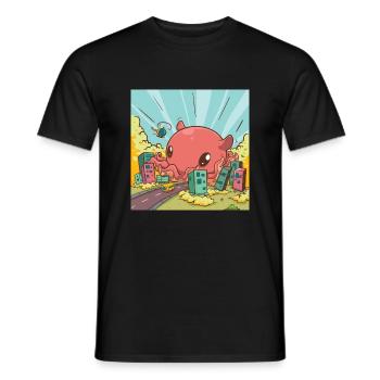Cute elephant octopus is coming to town - Men's T-Shirt - black - Front - AI Model Male 178 light (178cm)