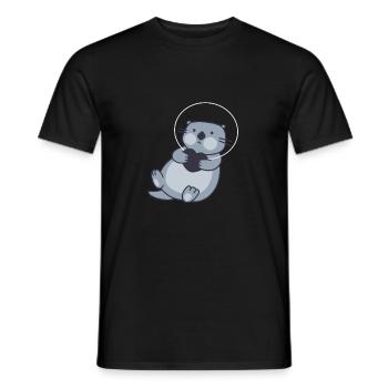 Astronauts Otter in space - Men's T-Shirt - black - Front - AI Model Male 178 light (178cm)