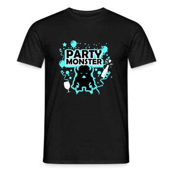 Party monster light blue - Men's T-Shirt - black - Front - AI Model Male 178 light (178cm)