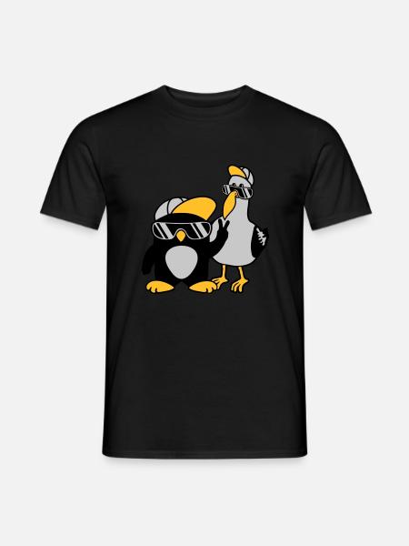 Möwe Pinguin 2 Freunde - Männer T-Shirt - Schwarz