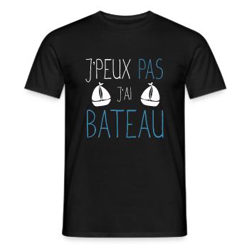 Je peux pas j'ai bateau cadeau humour marin homme - T-shirt homme - noir - Devant - AI Model Male 178 light (178cm)