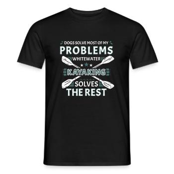 Dogs Solves My Problems Whitewater Kayaking - Men's T-Shirt - black - Front - AI Model Male 178 light (178cm)