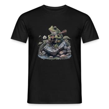 Frosch spielt Gitarre Frösche Kröte Amphibie - Männer T-Shirt - Schwarz - Vorne - AI Model Male 178 light (178cm)
