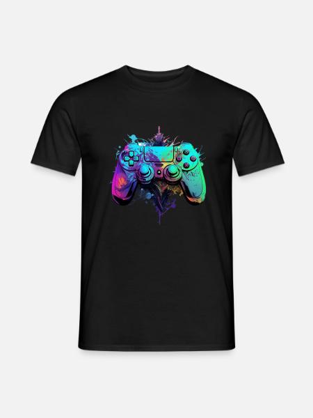 Neon Gaming Controller / Kontroller - Männer T-Shirt - Schwarz