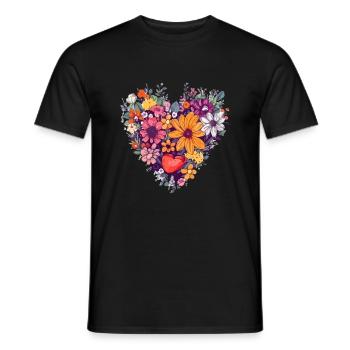 Herz aus Blumen - Männer T-Shirt - Schwarz - Vorne - AI Model Male 178 light (178cm)
