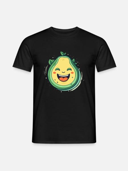 Happy Avocado, Alligatorbirne, Butterfrucht - Männer T-Shirt - Schwarz