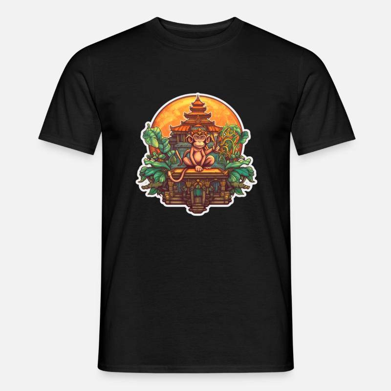 Balinese monkey temple - Men’s T-shirt - black
