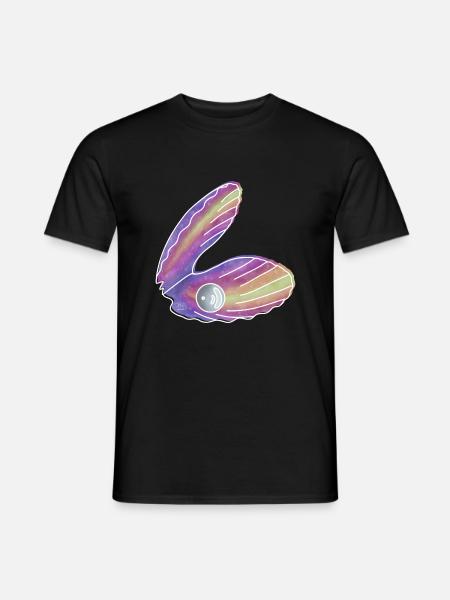 "Muschel mit Perle", Boho Line Art Design, Shells - Männer T-Shirt - Schwarz