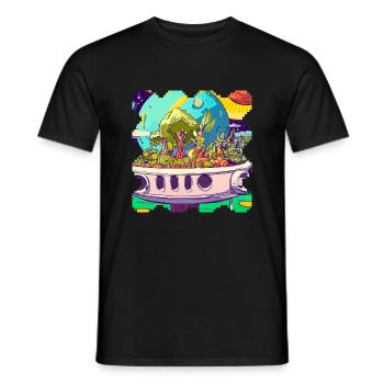 Food forest on a spaceship plant based power - Men's T-Shirt - black - Front - AI Model Male 178 light (178cm)