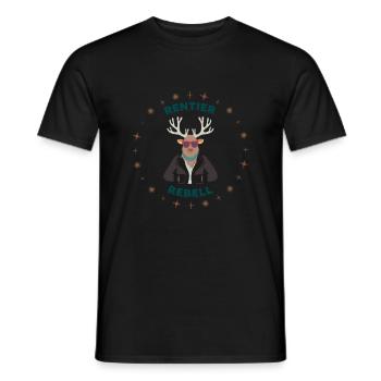Rentier rocking Rebell - Männer T-Shirt - Schwarz - Vorne - AI Model Male 178 light (178cm)