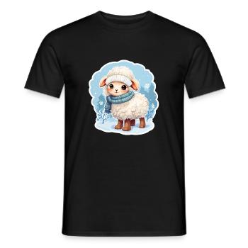 niedliches Schäfchen im frostigen Winter - Männer T-Shirt - Schwarz - Vorne - AI Model Male 178 light (178cm)