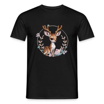 Mignon Noël cerf renne renne - T-shirt homme - noir - Devant - AI Model Male 178 light (178cm)