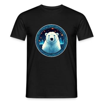 Polar Bear In Ornament, Love Bears - Men's T-Shirt - black - Front - AI Model Male 178 light (178cm)