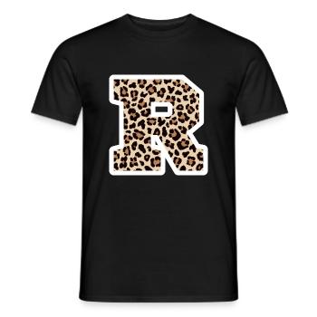 Letter R Leopard Pattern - Birthday Gift Idea - Men's T-Shirt - black - Front - AI Model Male 178 light (178cm)