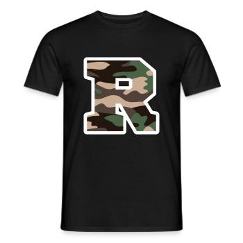 lettre R camouflage militaire-idée cadeau - T-shirt homme - noir - Devant - AI Model Male 178 light (178cm)