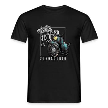 Accordage Schwalbe (turquoise / rouille) // Illustration - T-shirt homme - noir - Devant - AI Model Male 178 light (178cm)