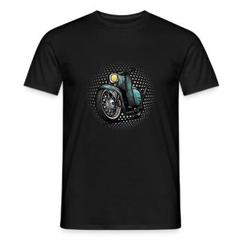 Accordage Schwalbe (turquoise / rouille) // Illustration - T-shirt homme - noir - Devant - AI Model Male 178 light (178cm)