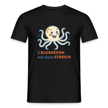 8 Backpfeifen auf einen Streich – lustiger Oktopus - Männer T-Shirt - Schwarz - Vorne - AI Model Male 178 light (178cm)