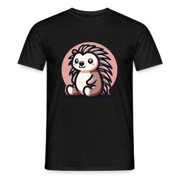 Hedgehog pink background - Men's T-Shirt - black - Front - AI Model Male 178 light (178cm)