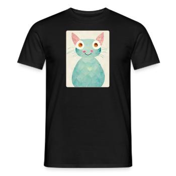 Portrait Chat Pastel Dessin de chat - T-shirt homme - noir - Devant - AI Model Male 178 light (178cm)