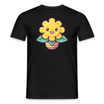 kawaii Sonnenblume - Männer T-Shirt - Schwarz - Vorne - AI Model Male 178 light (178cm)