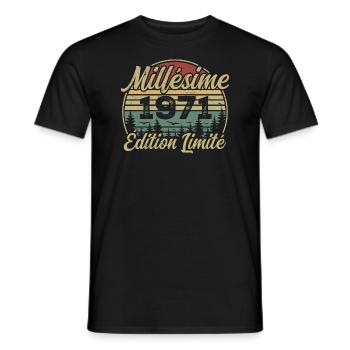 Millésime 1971 - Cadeau Pour le 53e Anniversaire - T-shirt homme - noir - Devant - AI Model Male 178 light (178cm)