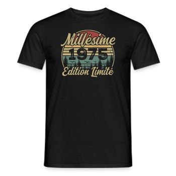 Millésime 1975 - Cadeau Pour le 49e Anniversaire - T-shirt homme - noir - Devant - AI Model Male 178 light (178cm)
