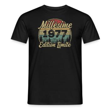 Millésime 1977 - Cadeau Pour le 47e Anniversaire - T-shirt homme - noir - Devant - AI Model Male 178 light (178cm)