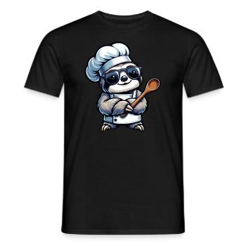 Conception de bande dessinée de chef paresseux mignon - T-shirt homme - noir - Devant - AI Model Male 178 light (178cm)