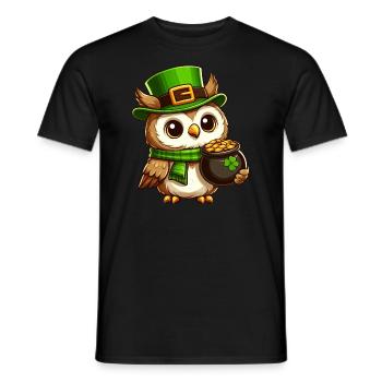 Goldene Eule St. Patricks Day - Männer T-Shirt - Schwarz - Vorne - AI Model Male 178 light (178cm)