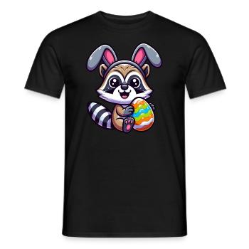 Easter Raccoon in Egg Disguise Cartoon - Men's T-Shirt - black - Front - AI Model Male 178 light (178cm)