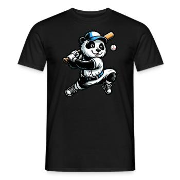 Panda Baseball Players: Hit the Game - Men's T-Shirt - black - Front - AI Model Male 178 light (178cm)