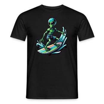 Alien Alien Surfer Surfboard 90s - Men's T-Shirt - black - Front - AI Model Male 178 light (178cm)