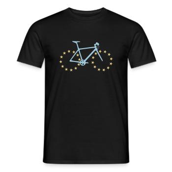 Bicycle with Europe tires - Men's T-Shirt - black - Front - AI Model Male 178 light (178cm)