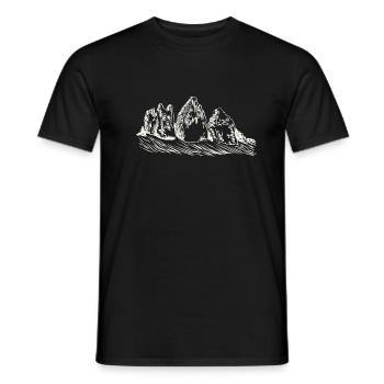 The "Three Peaks" in South Tyrol - Men's T-Shirt - black - Front - AI Model Male 178 light (178cm)