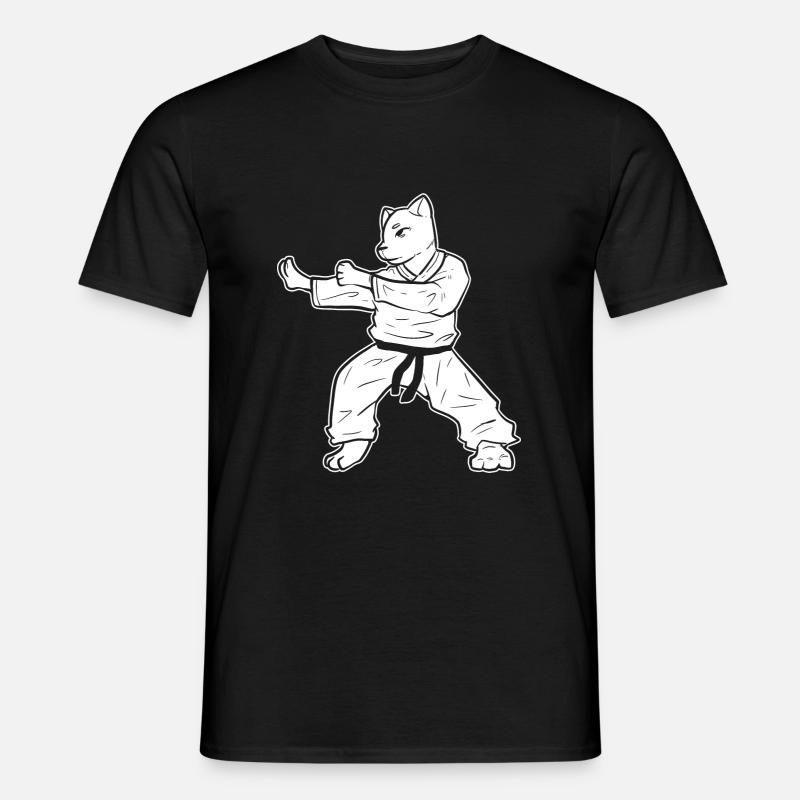 Karate Katze Selbstverteidigung - Männer T-Shirt - Schwarz