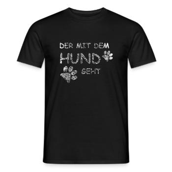 Qui marche avec le chien - T-shirt homme - noir - Devant - AI Model Male 178 light (178cm)