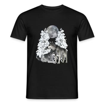 Wolf, Wölfe im Winter - Männer T-Shirt - Schwarz - Vorne - AI Model Male 178 light (178cm)