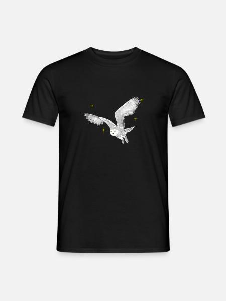 Hand drawn snowy owl with stars - Men's T-Shirt - black