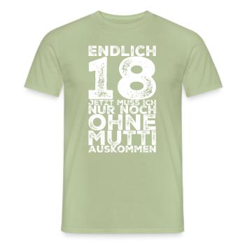 Endlich 18 - Männer T-Shirt - Sage - Vorne - AI Model Male 178 light (178cm)