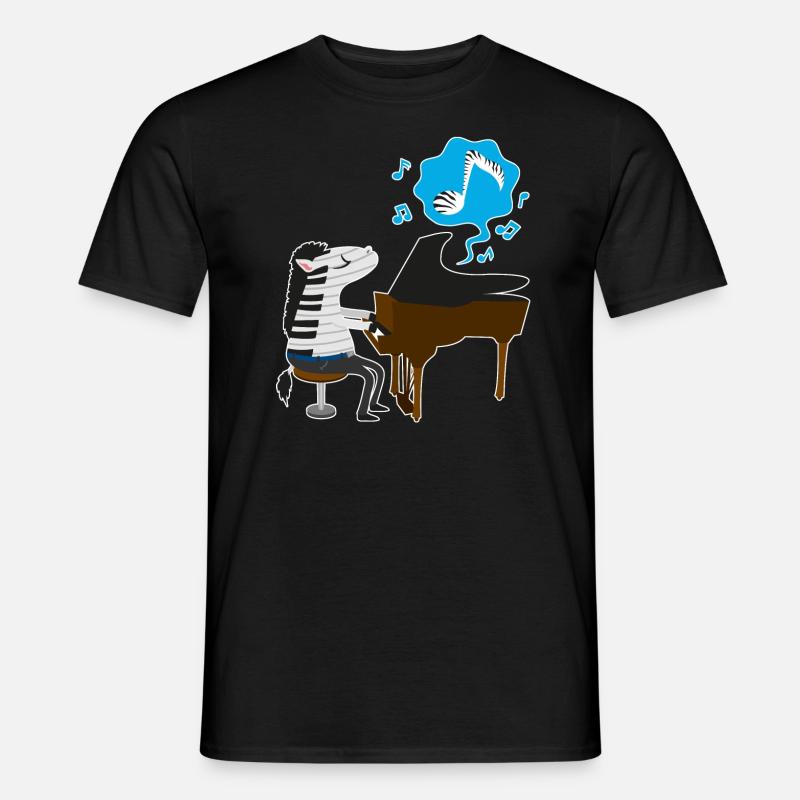 A zebra playing the piano - Men’s T-shirt - black
