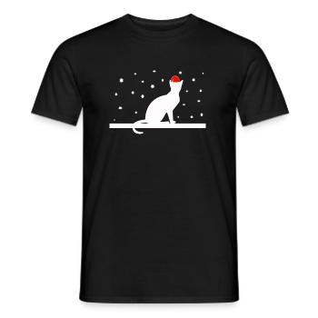 Chat de Noël - T-shirt homme - noir - Devant - AI Model Male 178 light (178cm)