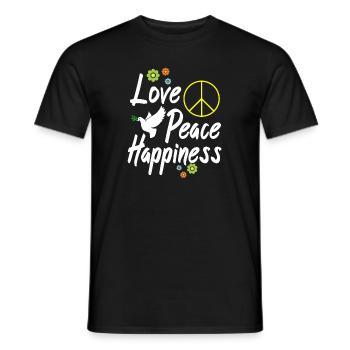 Love Peace Happiness - T-shirt homme - noir - Devant - AI Model Male 178 light (178cm)