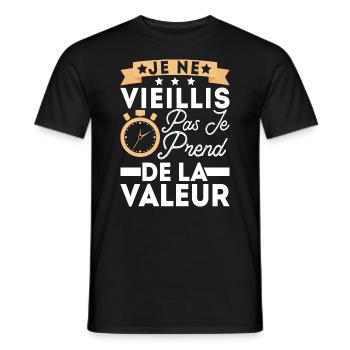 Je Ne Vieillis Pas Je Prend De La Valeur Cadeau - T-shirt homme - noir - Devant - AI Model Male 178 light (178cm)