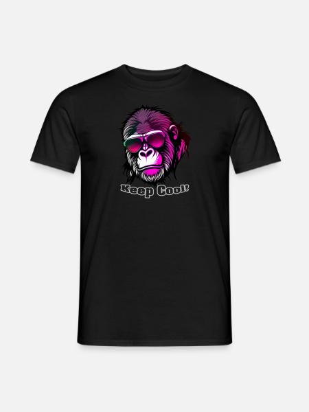 Cooler Affe - Gorilla mit Sonnenbrille - Männer T-Shirt - Schwarz