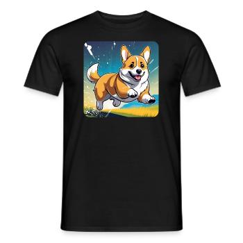 Mignon chien gallois Corgi - T-shirt homme - noir - Devant - AI Model Male 178 light (178cm)