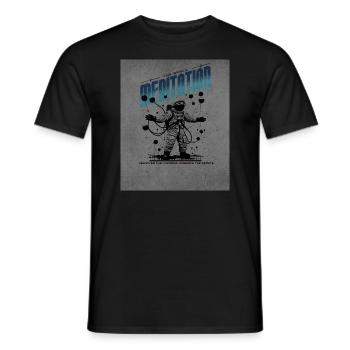 Meditierender Astronaut im Weltall - Männer T-Shirt - Schwarz - Vorne - AI Model Male 178 light (178cm)