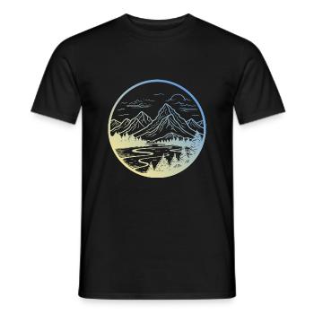 Mountains Landscape - Men's T-Shirt - black - Front - AI Model Male 178 light (178cm)