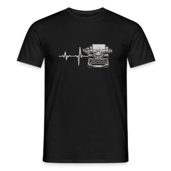 Cadeau machine à écrire Heartbeat - T-shirt homme - noir - Devant - AI Model Male 178 light (178cm)
