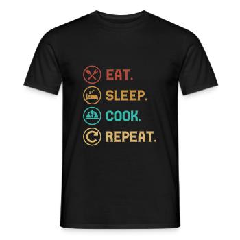 EAT SLEEP COOK REPEAT - Lifestyle/Thème/Motto - T-shirt homme - noir - Devant - AI Model Male 178 light (178cm)